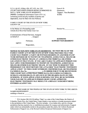 New York Non-Resident Support Summons