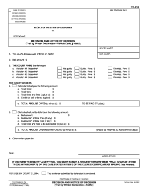 California TR-215 Decision and Notice of Decision