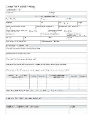Minor Intake Form