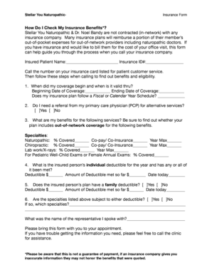 Insurance Benefits Check Form