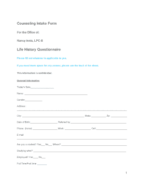 Counseling Intake Form