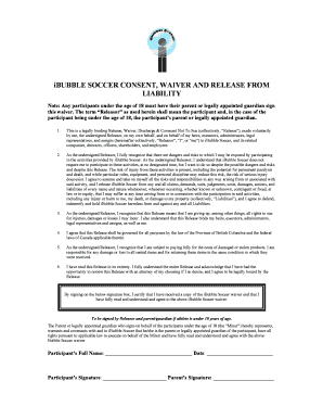 iBubble Soccer Consent Waiver