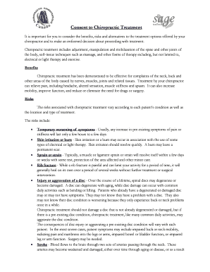 Consent to Chiropractic Treatment