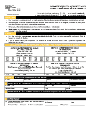 Demande d’inscription au guichet d’accès pour la clientèle sans médecin de famille