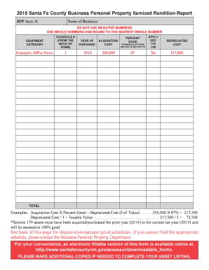 Santa Fe County Business Personal Property Rendition Report