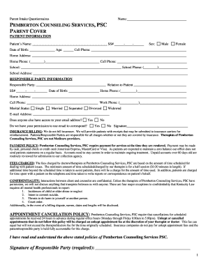 Parent Intake Questionnaires