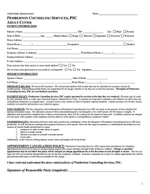 Adult Intake Questionnaire
