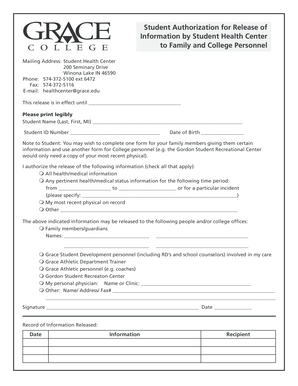 Student Authorization for Release of Information