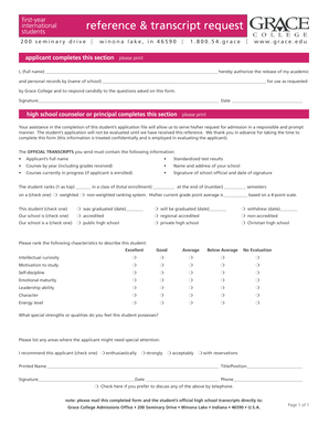 International Student Reference and Transcript Request Form