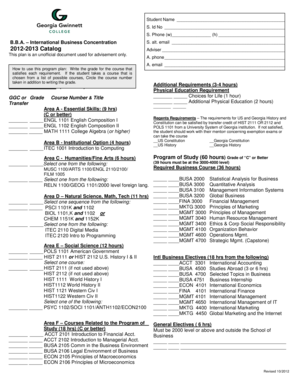BBA International Business Program Plan