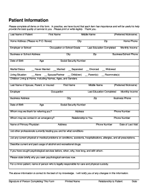 Patient Information Form
