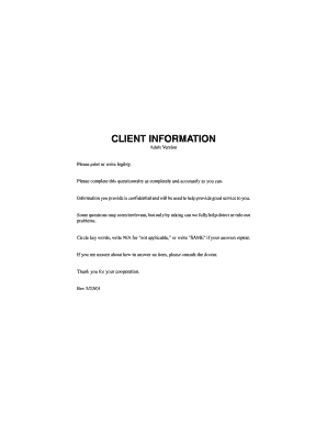 Adult Client Information Form