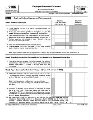 IRS Form 2106 Employee Business Expenses