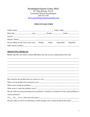 Child Intake Form