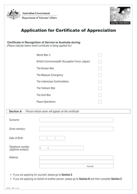 Certificate of Appreciation Application