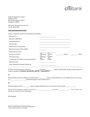 Visa/Mastercard Refund Request