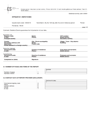 IntraStat Dispatches Form