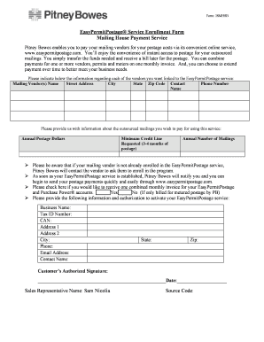 Pitney Bowes EasyPermitPostage Service Enrollment Form
