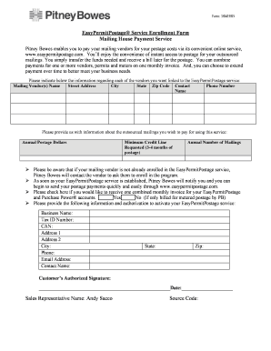 Pitney Bowes EasyPermitPostage Service Enrollment Form