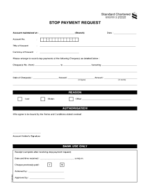 Stop Payment Request Form