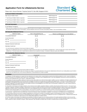 Standard Chartered eStatements Service Application Form