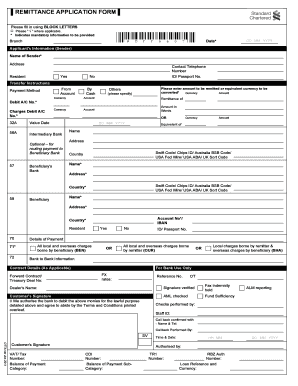 Remittance Application Form