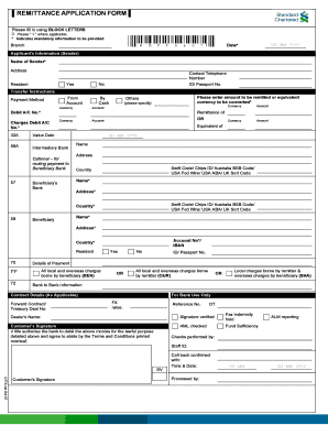 Remittance Application Form
