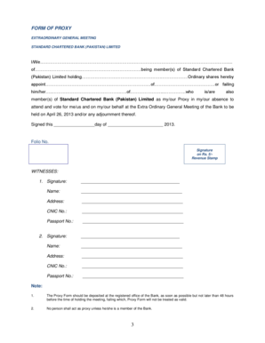 Proxy Form for Extraordinary General Meeting
