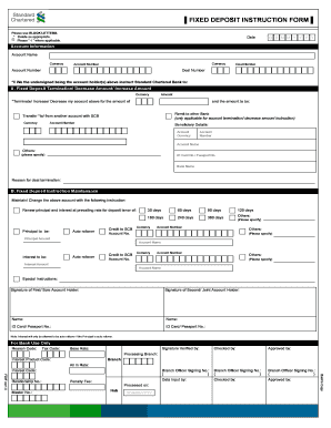 Fixed Deposit Instruction Form