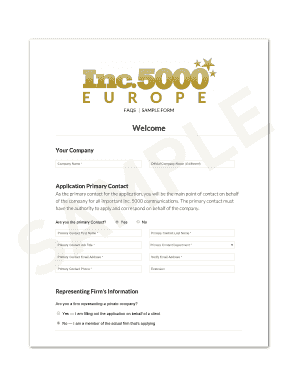 Formulaire de candidature Inc 5000