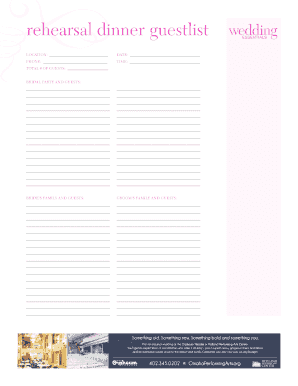 Wedding Rehearsal Dinner Guest List
