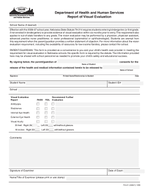 Nebraska School Visual Evaluation Form