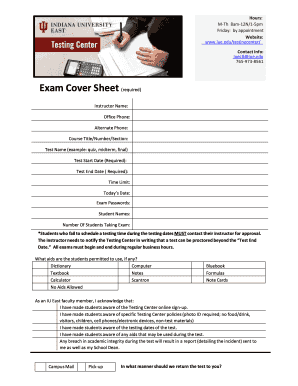 Exam Cover Sheet