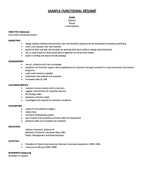Sample Functional Resume Template