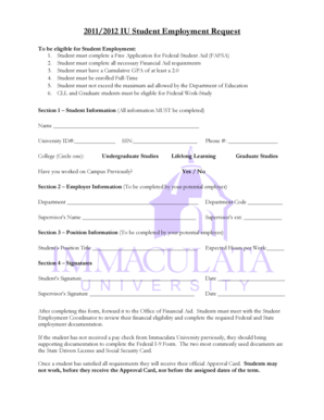 IU Student Employment Request Form
