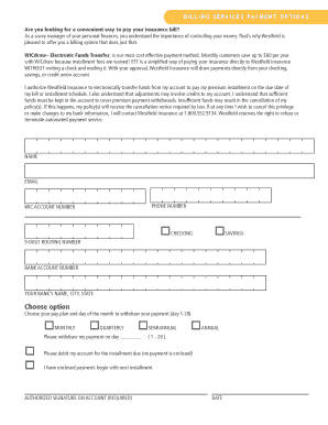 Westfield Insurance Payment Authorization Form