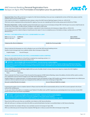 ANZ Internet Banking Personal Registration Form