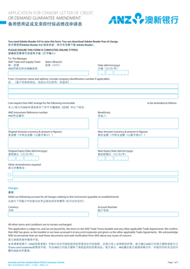 Standby Letter of Credit Amendment Application