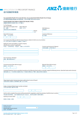 Application for Pre-export Finance