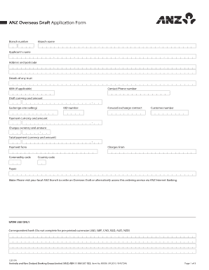ANZ Overseas Draft Application Form