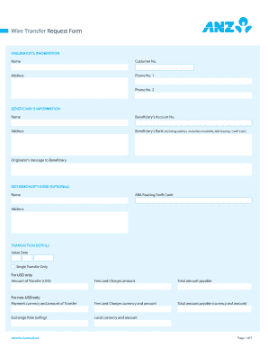 Amerika Samoa Bank Wire Transfer Request Form