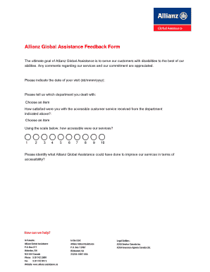 Allianz Global Assistance Feedback Form