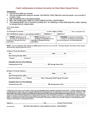 Credit Authorization for Direct Bank Deposit