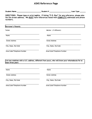 Student Loan Reference Page