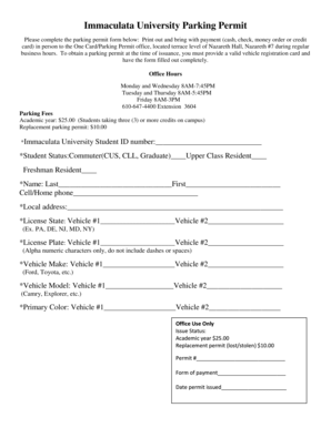 Immaculata University Parking Permit