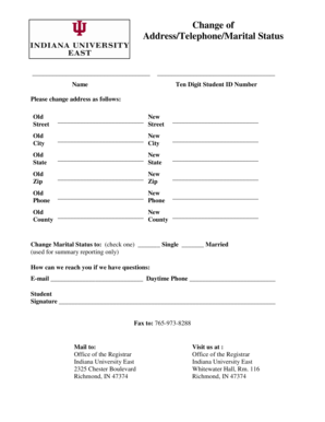 Student Address/Telephone/Marital Status Change Form