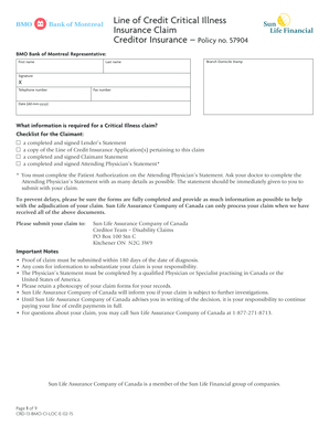 Line of Credit Critical Illness Insurance Claim