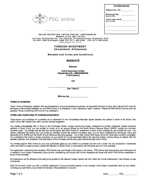 Foreign Investment Mandate and Terms