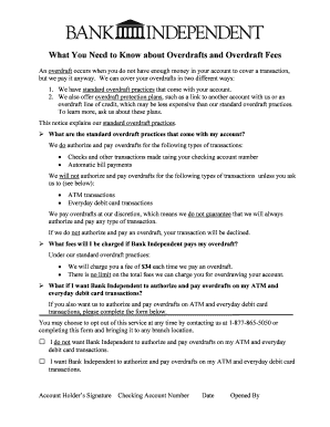 Bank Independent Overdraft Notice