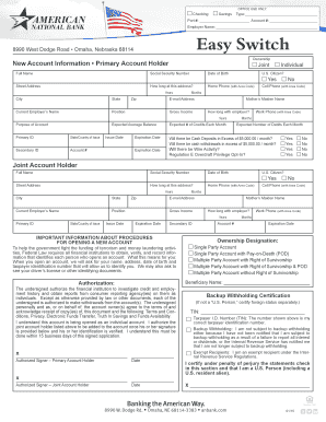 Bank Account Opening Form